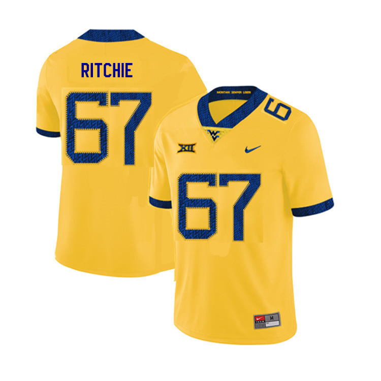NCAA Men's Josh Ritchie West Virginia Mountaineers Yellow #67 Nike Stitched Football College 2019 Authentic Jersey UJ23Q18SB